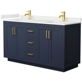 A thumbnail of the Wyndham Collection WCF292960D-QTZ-UNSMXX Dark Blue / White Quartz Top / Brushed Gold Hardware