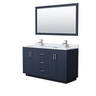 A thumbnail of the Wyndham Collection WCF2929-60D-NAT-M58 Dark Blue / White Carrara Marble Top / Brushed Nickel Hardware