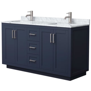 A thumbnail of the Wyndham Collection WCF2929-60D-NAT-MXX Dark Blue / White Carrara Marble Top / Brushed Nickel Hardware