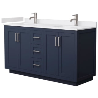 A thumbnail of the Wyndham Collection WCF2929-60D-VCA-MXX Dark Blue / White Cultured Marble Top / Brushed Nickel Hardware