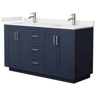 A thumbnail of the Wyndham Collection WCF292960D-QTZ-UNSMXX Dark Blue / White Quartz Top / Brushed Nickel Hardware