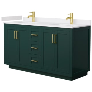 A thumbnail of the Wyndham Collection WCF2929-60D-VCA-MXX Green / White Cultured Marble Top / Brushed Gold Hardware