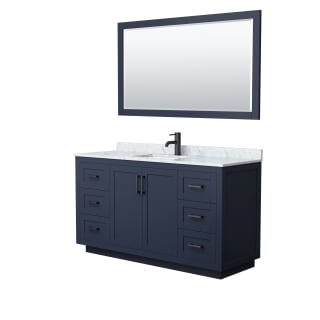 A thumbnail of the Wyndham Collection WCF2929-60S-NAT-M58 Dark Blue / White Carrara Marble Top / Matte Black Hardware