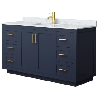 A thumbnail of the Wyndham Collection WCF2929-60S-NAT-MXX Dark Blue / White Carrara Marble Top / Brushed Gold Hardware