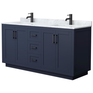 A thumbnail of the Wyndham Collection WCF2929-66D-NAT-MXX Dark Blue / White Carrara Marble Top / Matte Black Hardware