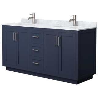 A thumbnail of the Wyndham Collection WCF2929-66D-NAT-MXX Dark Blue / White Carrara Marble Top / Brushed Nickel Hardware