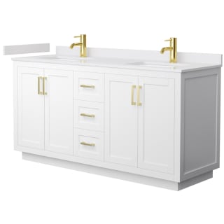 A thumbnail of the Wyndham Collection WCF2929-66D-VCA-MXX White / White Cultured Marble Top / Brushed Gold Hardware