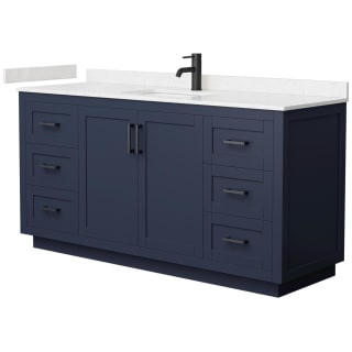 A thumbnail of the Wyndham Collection WCF2929-66S-VCA-MXX Dark Blue / Carrara Cultured Marble Top / Matte Black Hardware