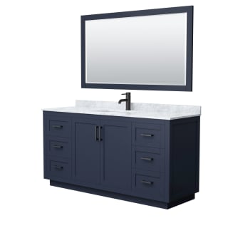 A thumbnail of the Wyndham Collection WCF2929-66S-NAT-M58 Dark Blue / White Carrara Marble Top / Matte Black Hardware