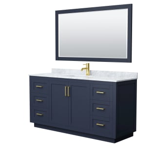A thumbnail of the Wyndham Collection WCF2929-66S-NAT-M58 Dark Blue / White Carrara Marble Top / Brushed Gold Hardware
