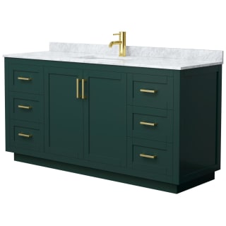 A thumbnail of the Wyndham Collection WCF2929-66S-NAT-MXX Green / White Carrara Marble Top / Brushed Gold Hardware