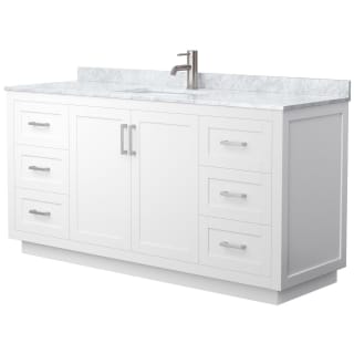 A thumbnail of the Wyndham Collection WCF2929-66S-NAT-MXX White / White Carrara Marble Top / Brushed Nickel Hardware