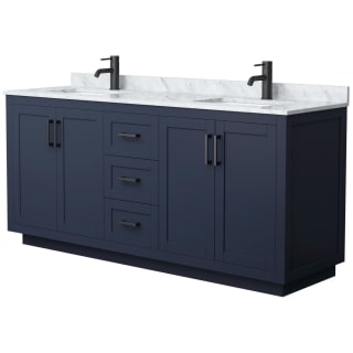 A thumbnail of the Wyndham Collection WCF2929-72D-NAT-MXX Dark Blue / White Carrara Marble Top / Matte Black Hardware