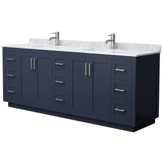 A thumbnail of the Wyndham Collection WCF2929-84D-NAT-MXX Dark Blue / White Carrara Marble Top / Brushed Nickel Hardware