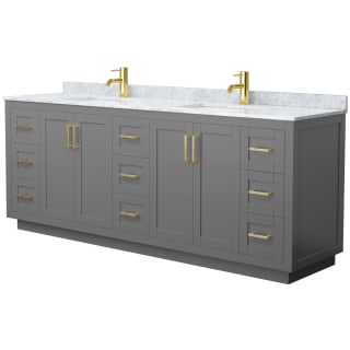A thumbnail of the Wyndham Collection WCF2929-84D-NAT-MXX Dark Gray / White Carrara Marble Top / Brushed Gold Hardware