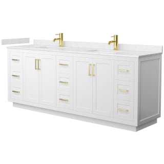 A thumbnail of the Wyndham Collection WCF2929-84D-VCA-MXX White / Carrara Cultured Marble Top / Brushed Gold Hardware