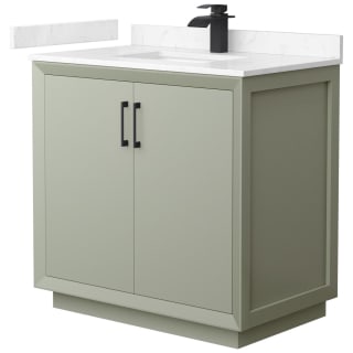 A thumbnail of the Wyndham Collection WCF414136S-VCA-UNSMXX Light Green / Carrara Cultured Marble Top / Matte Black Hardware