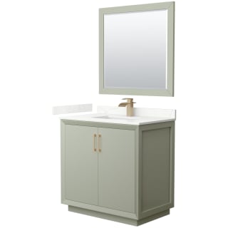 A thumbnail of the Wyndham Collection WCF414136S-QTZ-UNSM34 Light Green / Giotto Quartz Top / Satin Bronze Hardware