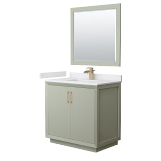 A thumbnail of the Wyndham Collection WCF414136S-VCA-UNSM34 Light Green / White Cultured Marble Top / Satin Bronze Hardware
