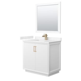A thumbnail of the Wyndham Collection WCF414136S-VCA-UNSM34 White / Carrara Cultured Marble Top / Satin Bronze Hardware
