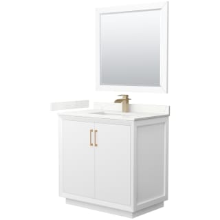 A thumbnail of the Wyndham Collection WCF414136S-QTZ-UNSM34 White / Giotto Quartz Top / Satin Bronze Hardware