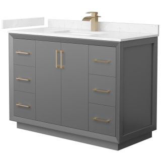 A thumbnail of the Wyndham Collection WCF414148S-VCA-UNSMXX Dark Gray / Carrara Cultured Marble Top / Satin Bronze Hardware