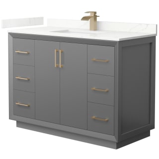 A thumbnail of the Wyndham Collection WCF414148S-QTZ-UNSMXX Dark Gray / Giotto Quartz Top / Satin Bronze Hardware