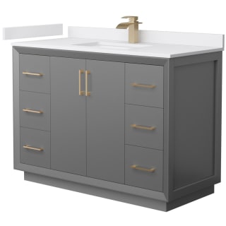 A thumbnail of the Wyndham Collection WCF414148S-VCA-UNSMXX Dark Gray / White Cultured Marble Top / Satin Bronze Hardware