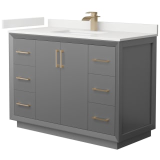 A thumbnail of the Wyndham Collection WCF414148S-QTZ-UNSMXX Dark Gray / White Quartz Top / Satin Bronze Hardware