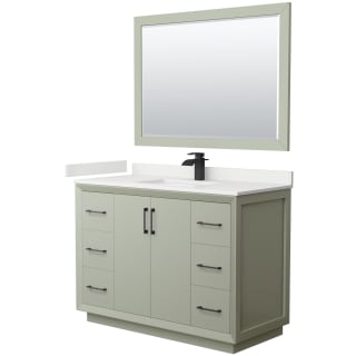 A thumbnail of the Wyndham Collection WCF414148S-QTZ-UNSM46 Light Green / White Quartz Top / Matte Black Hardware