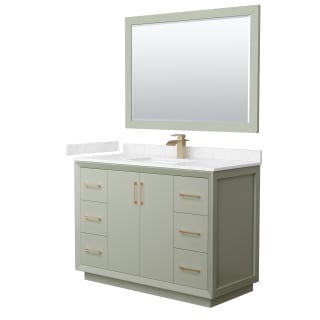 A thumbnail of the Wyndham Collection WCF414148S-VCA-UNSM46 Light Green / Carrara Cultured Marble Top / Satin Bronze Hardware