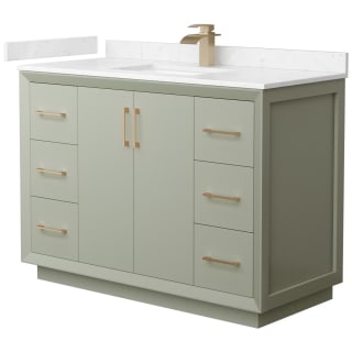 A thumbnail of the Wyndham Collection WCF414148S-VCA-UNSMXX Light Green / Carrara Cultured Marble Top / Satin Bronze Hardware