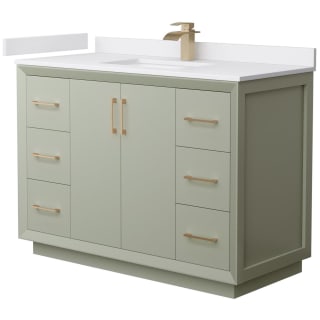 A thumbnail of the Wyndham Collection WCF414148S-VCA-UNSMXX Light Green / White Cultured Marble Top / Satin Bronze Hardware