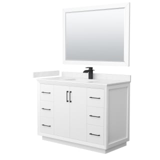 A thumbnail of the Wyndham Collection WCF414148S-VCA-UNSM46 White / Carrara Cultured Marble Top / Matte Black Hardware