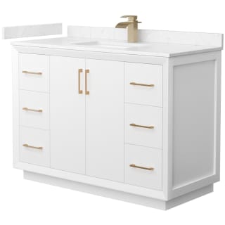 A thumbnail of the Wyndham Collection WCF414148S-VCA-UNSMXX White / Carrara Cultured Marble Top / Satin Bronze Hardware