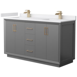 A thumbnail of the Wyndham Collection WCF414160D-VCA-UNSMXX Dark Gray / White Cultured Marble Top / Satin Bronze Hardware
