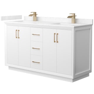 A thumbnail of the Wyndham Collection WCF414160D-VCA-UNSMXX White / Carrara Cultured Marble Top / Satin Bronze Hardware