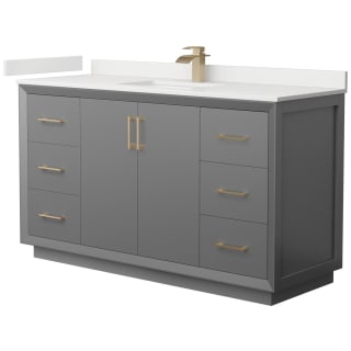 A thumbnail of the Wyndham Collection WCF414160S-QTZ-UNSMXX Dark Gray / White Quartz Top / Satin Bronze Hardware