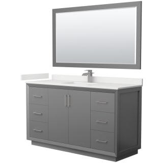 A thumbnail of the Wyndham Collection WCF414160S-QTZ-UNSM58 Dark Gray / White Quartz Top / Brushed Nickel Hardware