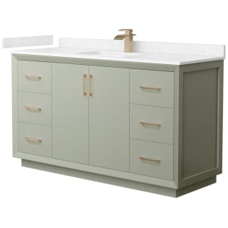 A thumbnail of the Wyndham Collection WCF414160S-VCA-UNSMXX Light Green / Carrara Cultured Marble Top / Satin Bronze Hardware