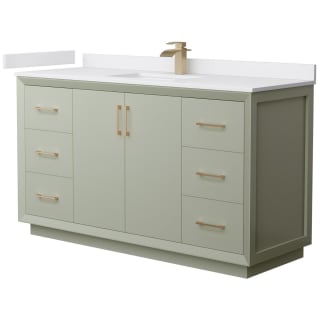 A thumbnail of the Wyndham Collection WCF414160S-VCA-UNSMXX Light Green / White Cultured Marble Top / Satin Bronze Hardware