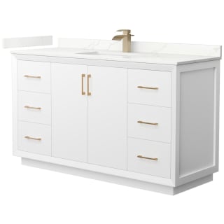 A thumbnail of the Wyndham Collection WCF414160S-QTZ-UNSMXX White / Giotto Quartz Top / Satin Bronze Hardware