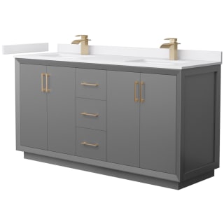 A thumbnail of the Wyndham Collection WCF414166D-VCA-UNSMXX Dark Gray / White Cultured Marble Top / Satin Bronze Hardware