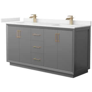 A thumbnail of the Wyndham Collection WCF414166D-QTZ-UNSMXX Dark Gray / White Quartz Top / Satin Bronze Hardware