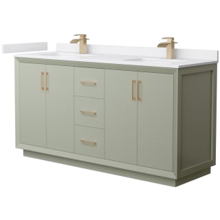 A thumbnail of the Wyndham Collection WCF414166D-VCA-UNSMXX Light Green / White Cultured Marble Top / Satin Bronze Hardware