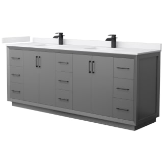 A thumbnail of the Wyndham Collection WCF414184D-VCA-UNSMXX Dark Gray / White Cultured Marble Top / Matte Black Hardware