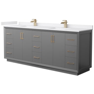 A thumbnail of the Wyndham Collection WCF414184D-VCA-UNSMXX Dark Gray / White Cultured Marble Top / Satin Bronze Hardware