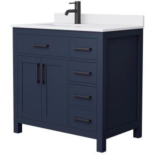 A thumbnail of the Wyndham Collection WCG242436S-UNSMXX Dark Blue / White Cultured Marble Top / Matte Black Hardware