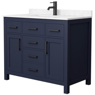 A thumbnail of the Wyndham Collection WCG242442S-UNSMXX Dark Blue / Carrara Cultured Marble Top / Matte Black Hardware