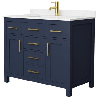 A thumbnail of the Wyndham Collection WCG242442S-UNSMXX Dark Blue / Carrara Cultured Marble Top / Brushed Gold Hardware